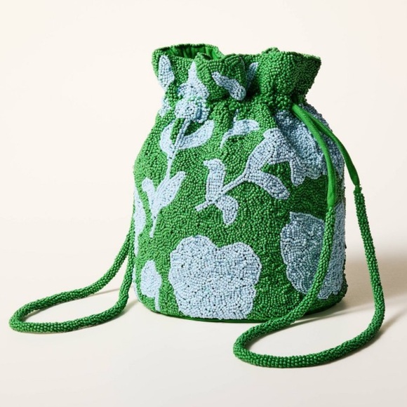 Kate Spade Target NWT - Beaded Classic Rose Drawstring Bucket Bag - Picture 2 of 4